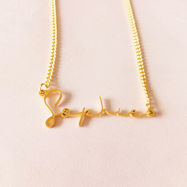 Personalized name signature necklace cuban chain suppliers gold plated custom jewelry with handwriting manufacturers